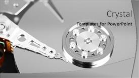  Presentation with hard disk drive - PPT theme with hard-disk-drive-detail-close background and a light gray colored foreground