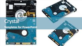  Presentation with hard disk drive - Audience pleasing slides consisting of hard disk drive isolated backdrop and a teal colored foreground