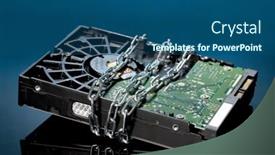  Presentation with hard disk drive - Presentation theme consisting of listen music musical background design background and a  colored foreground.