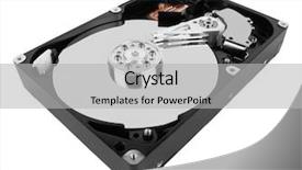  Presentation with hard disk - Beautiful theme featuring hard disk isolated on white backdrop and a light gray colored foreground