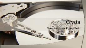  Presentation with hard disk - Audience pleasing slide deck consisting of hard disk on white background backdrop and a soft green colored foreground
