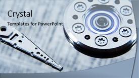  Presentation with hard disk - PPT theme featuring hard-disk with reading head background and a light blue colored foreground