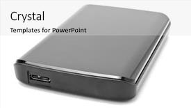  Presentation with hard disk drive - Theme featuring hard disk with usb background and a light gray colored foreground