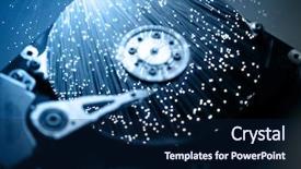  Presentation with high tech technology - Colorful slide deck enhanced with hard drive - high-tech technology background backdrop and a navy blue colored foreground