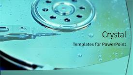  Presentation with water drops - Audience pleasing slide set consisting of hard drive platter covered with water drops symbolizing water damage backdrop and a seafoam green colored foreground