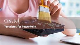  Presentation with restoration - Presentation design consisting of hard drive repair and data recovery with restoration background and a tawny brown colored foreground