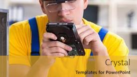  Presentation with recovery - Slides featuring hard-drive-repair-and-data background and a gold colored foreground