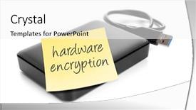  Presentation with encryption - Cool new PPT layouts with hard drive with the text backdrop and a white colored foreground