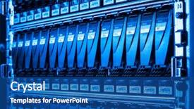  Presentation with data center - Colorful slide deck enhanced with hard drives in data backdrop and a ocean colored foreground