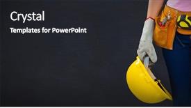  Presentation with black woman - Colorful slide deck enhanced with animation backgrounds - woman with tool belt backdrop and a dark gray colored foreground