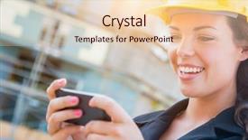  Presentation with brain and cell phone radiation - Presentation theme featuring hard hat at construction site background and a lemonade colored foreground