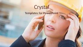  Presentation with worried female chlamydia - Audience pleasing presentation theme consisting of hard hat at construction site backdrop and a lemonade colored foreground