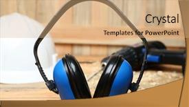  Presentation with special education hearing impairment - PPT theme enhanced with hard hat on table hearing background and a coral colored foreground