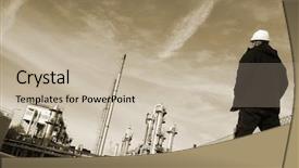  Presentation with oil gas - Cool new theme with hard-hat overlooking large oil backdrop and a mint green colored foreground