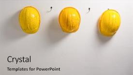  Presentation with hanging light standout - Cool new theme with hard hats hanging on hook backdrop and a light gray colored foreground