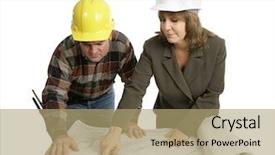  Presentation with mechanical engineering engineer tools - Slides consisting of hard labor - female engineer going background and a coral colored foreground