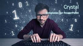  Presentation with hacker - Audience pleasing theme consisting of hard on online passcode scanning backdrop and a ocean colored foreground