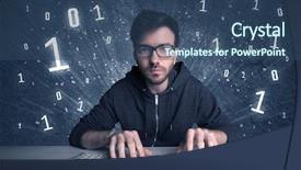  Presentation with hacker - Cool new theme with hard on online passcode scanning backdrop and a ocean colored foreground