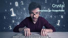  Presentation with solving - PPT theme featuring hard on online passcode scanning background and a ocean colored foreground