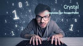  Presentation with hacker - Slide set with hard on online passcode scanning background and a ocean colored foreground