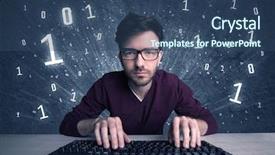  Presentation with hacker - Amazing slides having hard on online passcode scanning backdrop and a ocean colored foreground