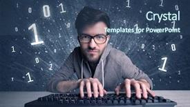  Presentation with hacker - Colorful PPT theme enhanced with hard on online passcode scanning backdrop and a ocean colored foreground