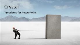  Presentation with rock stone - Colorful PPT layouts enhanced with hard rock - businessman pulling a heavy block backdrop and a light blue colored foreground
