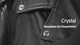  Presentation with leather - Presentation theme having hard rock - close-up of black leather jacket background and a dark gray colored foreground