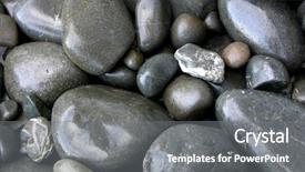  Presentation with stones - Audience pleasing PPT theme consisting of hard rock - closeup of assorted smooth stones backdrop and a gray colored foreground