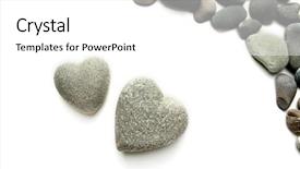  Presentation with shape heart - PPT theme with hard rock group - grey stones in shape background and a  colored foreground