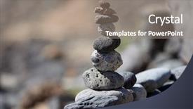  Presentation with volcanic rock - Presentation design featuring hard rock group - stack of black volcanic stones background and a gray colored foreground