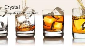  Presentation with whiskey - Presentation theme having hard rock group - whiskey in glass with ice background and a lemonade colored foreground