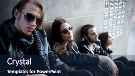  Presentation with urban - Presentation enhanced with hard rock group - young handsome boy in urban background and a navy blue colored foreground