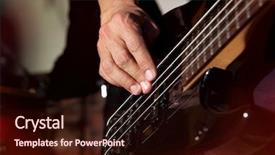  Presentation with bass guitar - Presentation theme with hard rock heavy metal - bass guitar in hands background and a  colored foreground