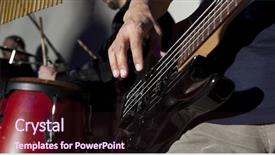  Presentation with bass guitar - Amazing PPT theme having hard rock heavy metal - bass guitar in hands backdrop and a  colored foreground
