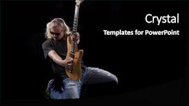  Presentation with instrument - Colorful presentation design enhanced with hard rock heavy metal guitarist backdrop and a black colored foreground