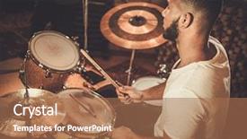  Presentation with recording studio - Theme enhanced with african american drummer in boutique background and a coral colored foreground