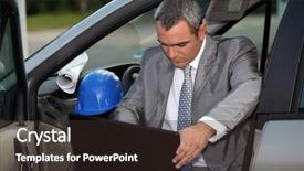  Presentation with construction site construction - Slide set featuring architect arriving at construction site background and a tawny brown colored foreground