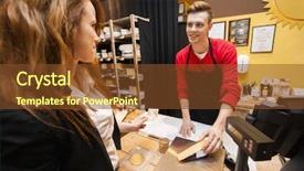  Presentation with customer analysis - Theme with hard work pays - female customer buying cheese background and a  colored foreground