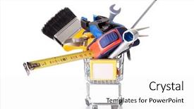  Presentation with construction tools - Beautiful PPT theme featuring biochemistry - set of laboratory eqipment tubes backdrop and a lemonade colored foreground.