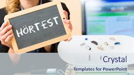  Presentation with hearing aids - Beautiful slide deck featuring hearing test in german languag backdrop and a lemonade colored foreground