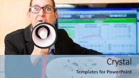  Presentation with hearing aids - Presentation design with ear presentations - young woman or hearing accoustician background and a red colored foreground