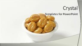  Presentation with bowl - Audience pleasing theme consisting of hard toffee - bowl of caramel candies backdrop and a  colored foreground