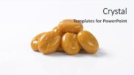  Presentation with racism white hands in modern - Colorful PPT layouts enhanced with hard toffee - handful of caramel candies backdrop and a  colored foreground