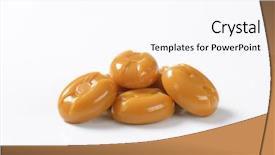  Presentation with background - Slides consisting of hard toffee - handful of caramel candies background and a  colored foreground