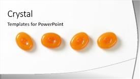  Presentation with peppermint candy cane on white - Presentation theme consisting of hard toffee - row of caramel candies background and a white colored foreground