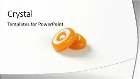  Presentation with peppermint candy cane on white - Presentation theme enhanced with hard toffee - two caramel candies on white background and a white colored foreground