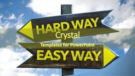  Presentation with astronomy night sky milky way - PPT theme enhanced with hard way easy way signpost background and a tawny brown colored foreground