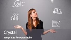  Presentation with juggling - Cool new presentation design with hard work - beautiful young woman standin backdrop and a gray colored foreground