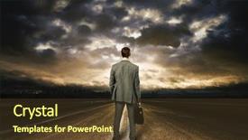  Presentation with road - Theme with hard work - business man standing background and a tawny brown colored foreground